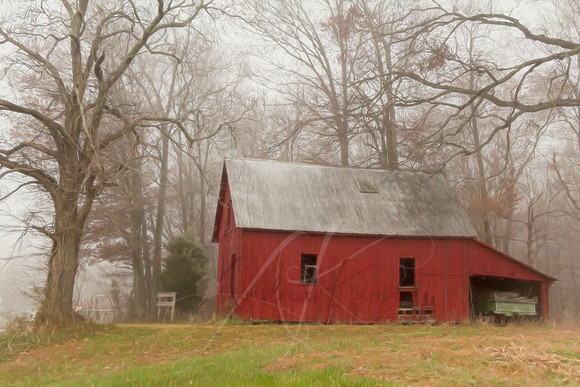 Foggy Morning Barn