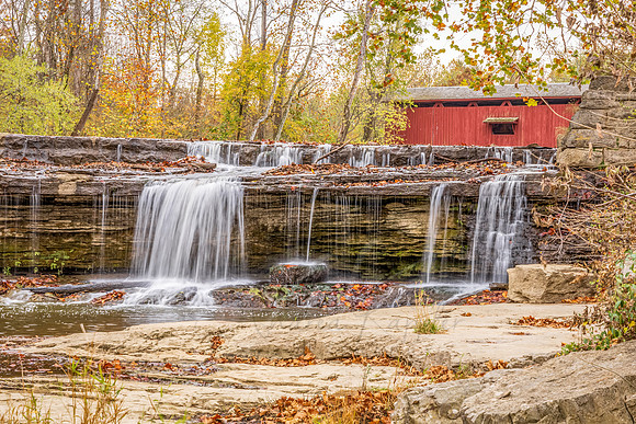 Upper Falls & Covered Bridge, Cataract Falls State Park