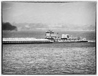 Barge in Snowstorm