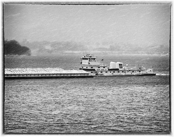 Barge in Snowstorm